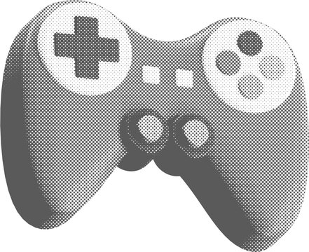 Retro Halftone Game Controller Vector Illustration Graphic