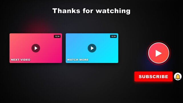 Animated video outro with colorful blobs and subscribe button