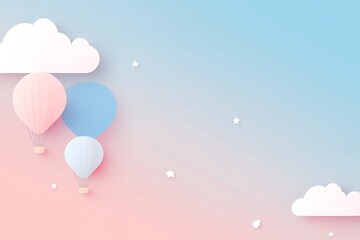 Naklejka premium Pastel hot air balloons in a dreamy sky