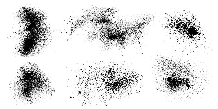 Black Ink Splatter Texture Set on White Background
