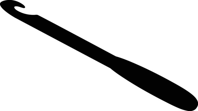 Black silhouette of a crochet hook tool for handmade needlework