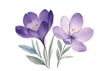 Obraz premium Delicate purple flowers in watercolor
