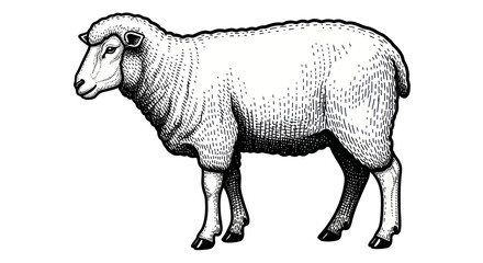 Vintage Engraving Style Sheep Illustration © Ketik
