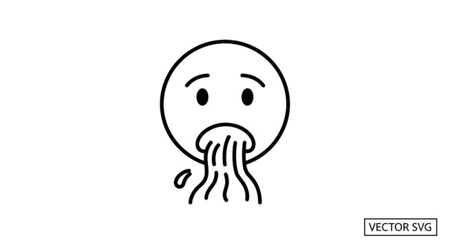 Vomiting Face Icon - Nausea, Sickness, and Discomfort Symbol