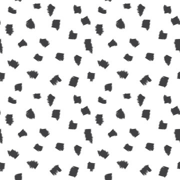 Brush Stroke Doodle Surface Pattern Design In Black And White For Fashion And Home Textiles, Abstract, Minimalist, Graphic, Contemporary, Artistic