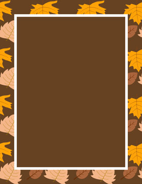 Fall botanical border frame with empty center for autumn greeting card and seasonal ecommerce sale banner design, flat vector illustration.