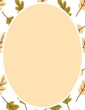 Autumn botanical leaf border tag with empty area for fall season greeting and ecommerce seasonal sale template, flat vector illustration.