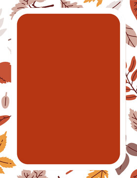 Thanksgiving leaf border rectangle frame with editable blank area for holiday event poster and seasonal sale brochure, flat vector illustration