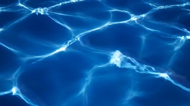 Rippling blue water surface with bright sunlight caustics texture
