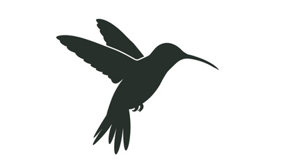 Obraz premium Hummingbird In Flight Black Silhouette Against White Background