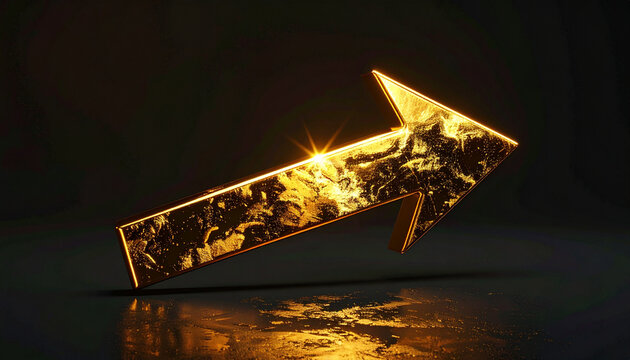 Golden Arrow Shining Bright on Dark Surface