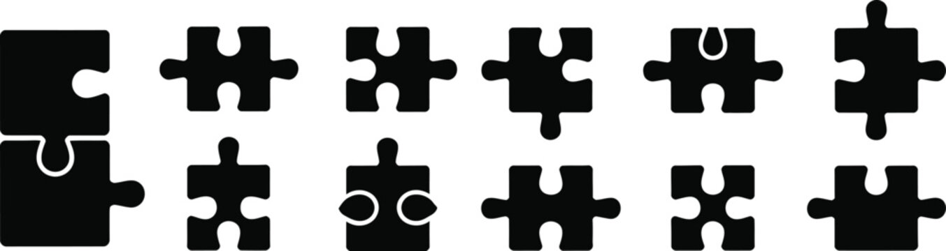 Cutlery silhouette jigsaw puzzle concept illustration showing connection, teamwork, strategy and solution idea