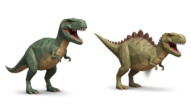 Two prehistoric dinosaurs standing side by side.