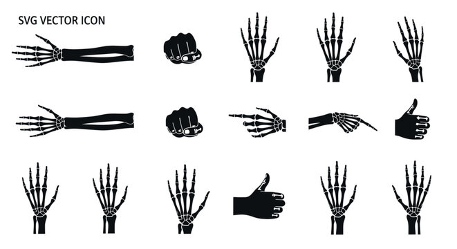 Skeleton Hand Gestures Icon Set - Vector Graphics