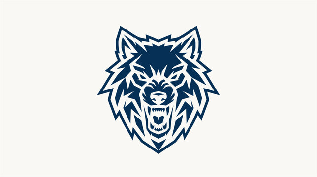 Wolf head mascot logo vector illustration sports team esports gaming emblem front face aggressive roaring wild predator branding icon