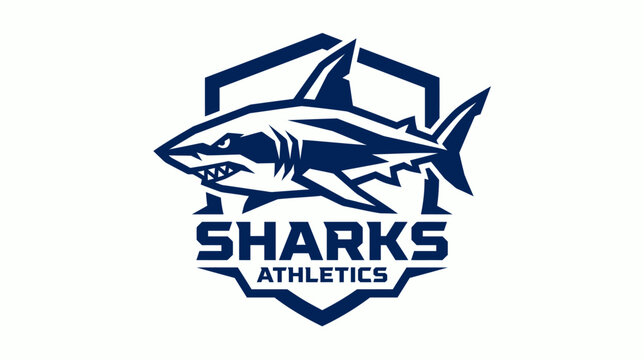Shark mascot logo vector illustration sports team esports gaming emblem shield ocean marine predator aggressive dangerous branding design icon