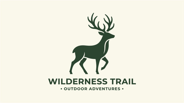 Deer logo vector illustration stag elk silhouette mascot symbol emblem wilderness adventure outdoor trail nature hunting green design icon