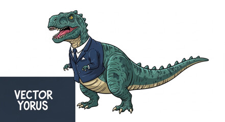 Tyrannosaurus Rex Dinosaur Wearing a Business Suit. © Lili