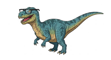 Fototapeta premium Tyrannosaurus Rex Dinosaur Wearing Glasses.