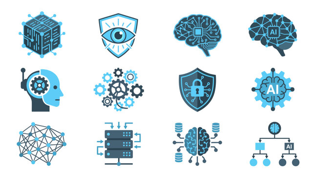 Collection of Artificial Intelligence and Technology Icons.