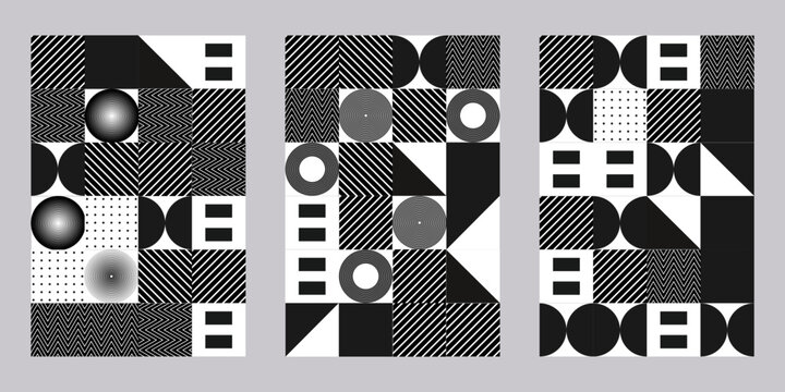 Geometric Abstract Composition with Circles and Squares.