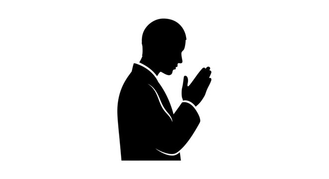 Man Praying in Silhouette Profile.