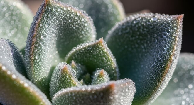 Succulent plant with crystal clear dew drops accent