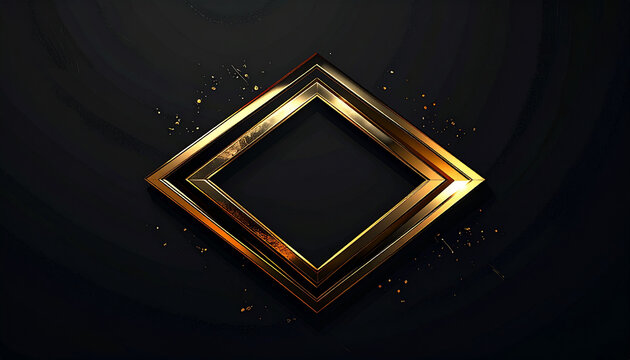 Golden Diamond Shape Isolated on Dark Background with Glittering Effect