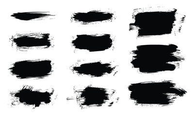 Fototapeta premium Nine black brush stroke shapes collection for graphic design projects
