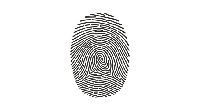 Close-up of a detailed black fingerprint pattern on white background.