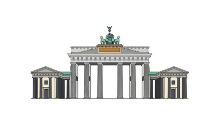 Brandenburg Gate illustration, Berlin landmark, neoclassical architecture, German icon © Muhamad