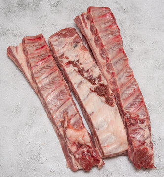 Raw pork ribs