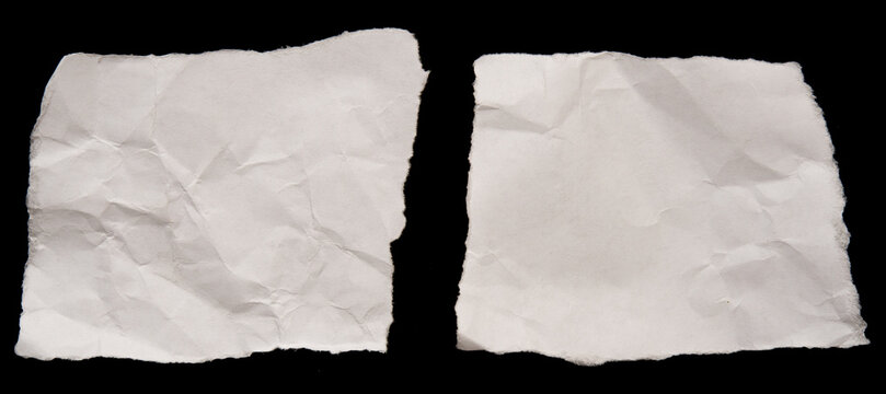 Two ripped wrinkled paper