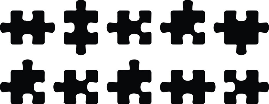 puzzle pieces icon pattern with interlocking jigsaw shapes for branding and learning apps
