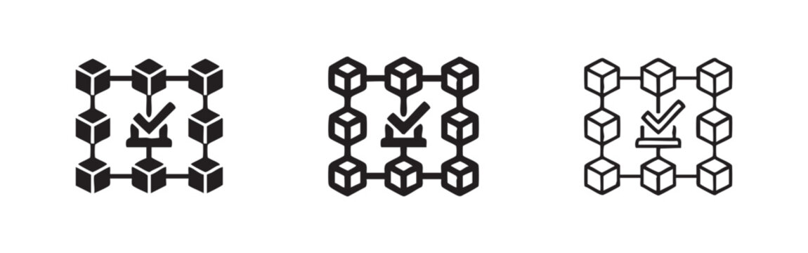Blockchain Verification and Data Validation Icon Set