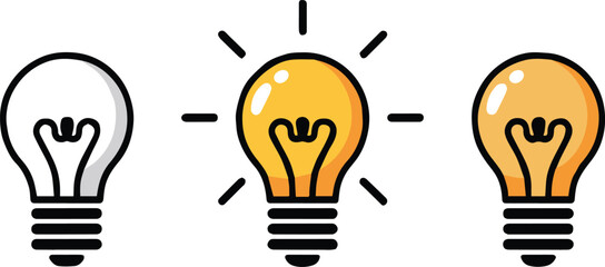 lightbulb icon set with glowing yellow ideas and doodle style for creativity concepts © AIcon Star