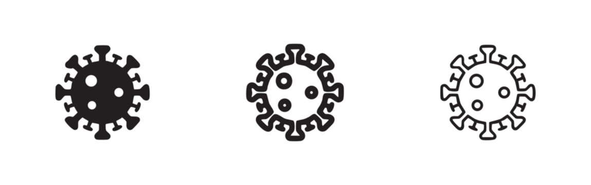 Coronavirus or virus cell icon in multiple styles