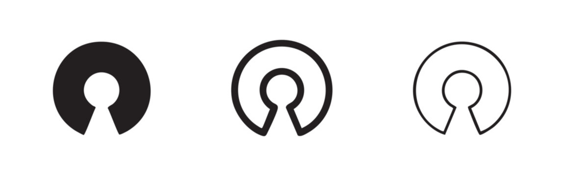Open source software or keyhole icon, representing access and transparency in different styles.