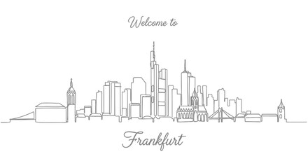 Fototapeta premium Frankfurt Skyline: Minimalist Line Art of Cityscape