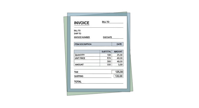 Invoice document on white background.