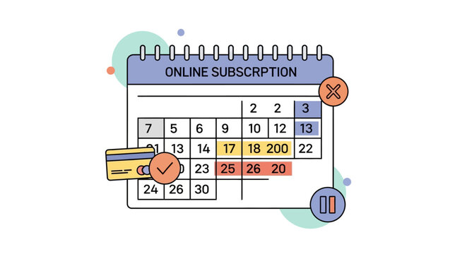 Online subscription calendar with credit card.