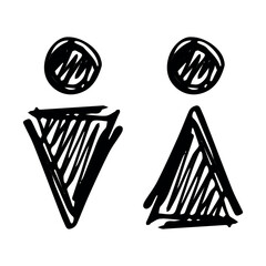 Hand drawn female and male gender identity sign Girls and boys Man and woman pictogram Lady and gentleman for restroom, toilet, washroom, lavatory, closet, WC, bathroom, door sticker © Daria Shane