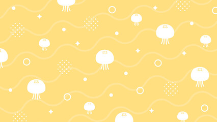 クラゲ 海 かわいい ポップ 夏 配信 サムネイル バナー デザイン 背景 イラスト   © ラムネマテリアル（公式）