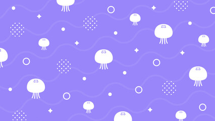 クラゲ 海 かわいい ポップ 夏 配信 サムネイル バナー デザイン 背景 イラスト   © ラムネマテリアル（公式）