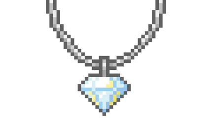 Obraz premium Pixel Art Diamond Necklace Icon.