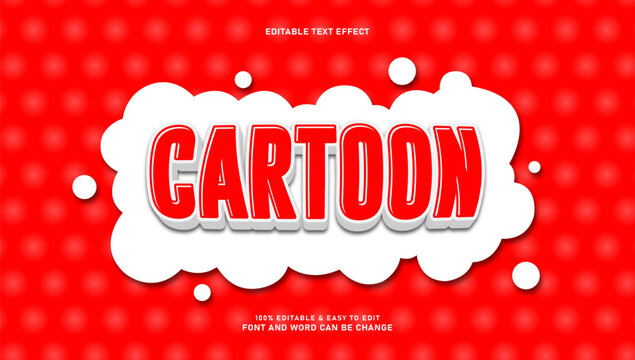 3D Cartoon Text Effect Editable Red Font Style on Cloud Background