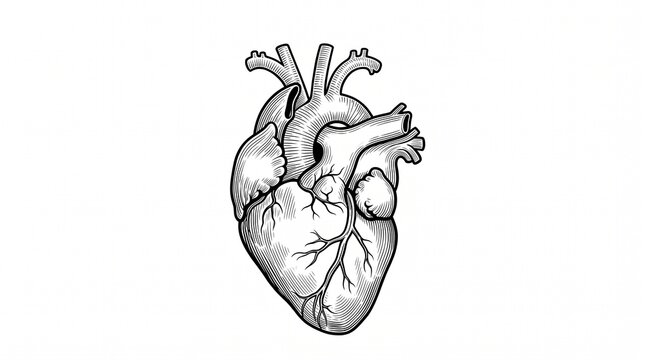 Detailed Anatomical Human Heart Sketch for Medical and Biology Research
