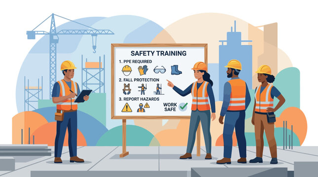 Construction Safety Training Presentation: Workers Learning Rules