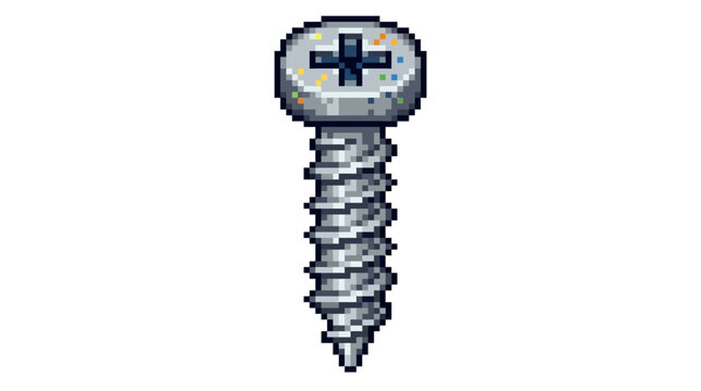 Close-up of a single silver Phillips head screw.