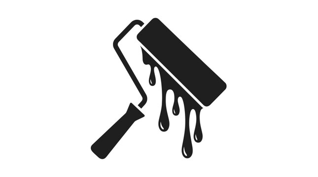 A black and white graphic image of a paint roller with dripping paint, symbolizing renovation and home improvement projects.